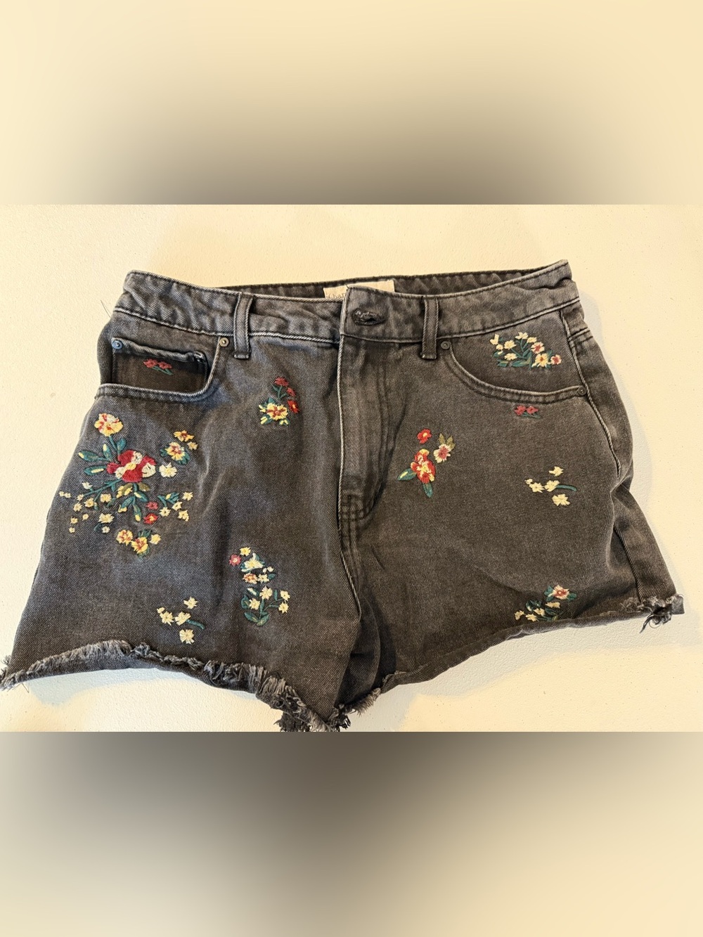 Banjara Women’s black Floral embroidered Denim Short shorts 11/29 Summer